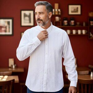 Vintage 80’s Bachrach White Tuxedo Pleated Button Up Shirt Hong Kong